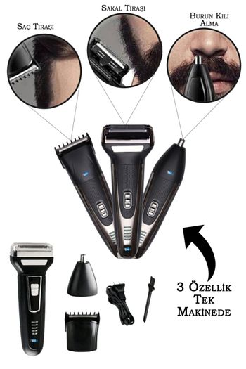 Istebukacmaz 3 Lu Set Sac Sakal Kesme Tiras Makinesi Burun Kili Alma 3in1 Pro Model Erkek Bakim Seti Trendyol