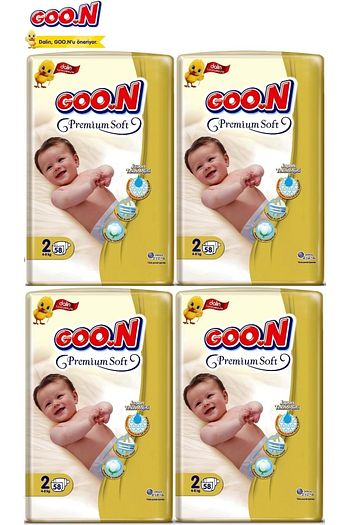 goo n goon premium soft jumbo beden 2 4 8kg mini 232 adet 4pk 58 bebek bezi fiyati yorumlari trendyol