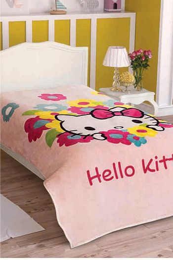 Tac Hello Kitty Flowers Lisansli Tek Kisilik Battaniye Trendyol