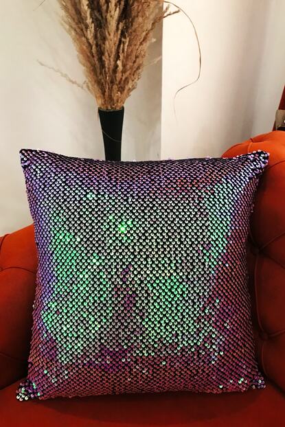 Texty Home Lila Ve Mint Yesili Renk Degistiren Payet Kirlent Kilifi Trendyol