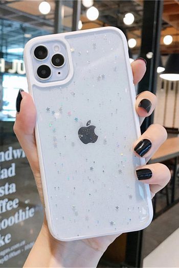 Spoyi Iphone 11 Pro Max Simli Yildizli Beyaz Renkli Kenar Telefon Kilifi Trendyol