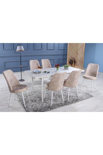 stoker lora premium yemek masa takimi 6 sandalyeli krem fiyati yorumlari trendyol
