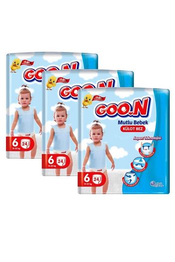 goo n mutlu bebek jumbo paket 3 lu set kulot bez 6 beden 72 adet fiyati yorumlari trendyol