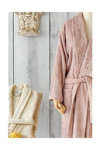 Karaca Home Valeria Royal Dantelli Rosegold Bornoz Seti 3 Prc Trendyol