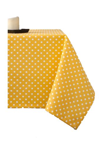 Sonuburda Sari Beyaz Puantiyeli Kumas Dertsiz Masa Ortusu 160 Cm X 300 Cm Trendyol