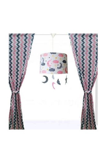 Evimdesign Cocuk Bebek Genc Odasi Pembe Gri Bulut Avize Abajur Fon Perde Takimi Trendyol