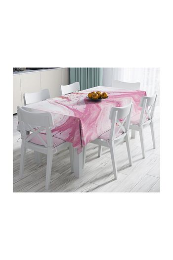 Realhomes Pembe Beyaz Mermer Desenli Dijital Baskili Leke Tutmaz Masa Ortusu 140x220 Cm Trendyol