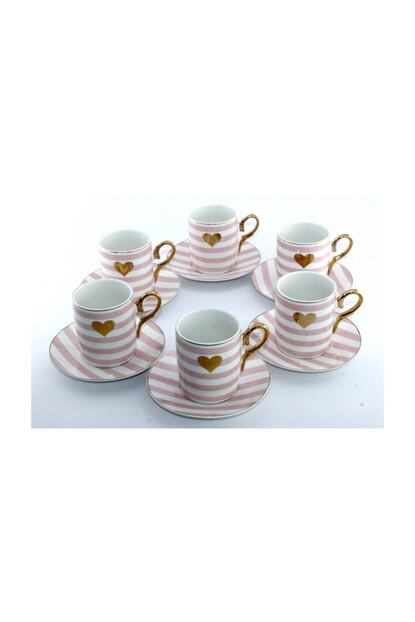 Arow Dubai Arox Love Nescafe Kalpli Fincan Takimi 6 Li Pembe Trendyol