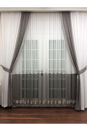 Esse Home Keten Zemin Uzeri Renk Gecisli Bantli Tul Perde 600x260 Sik Pile 1 3 Trendyol