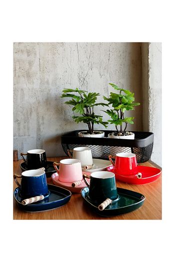Decovien Deco Vien Ucgen Sunum Tabakli 6 Kisilik Kahve Fincan Seti Trendyol