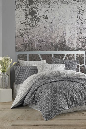 Cotton Touch Ranforce Cift Kisilik Nevresim Takimi Puzzle Gri Trendyol