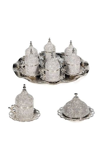 Vayapera 6li Gumus Gold Kristal Swarovski Tasli Kahve Fincani Tepsili Lokumluk Soz Nisan Seti Trendyol