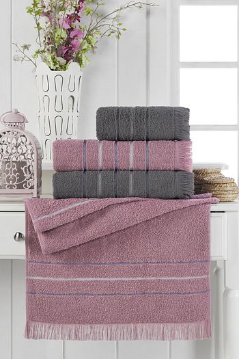 Rebeka 4 Lu Murdum Antrasit Renk Puskul Banyo Havlu Seti 70x140 50x85 Trendyol