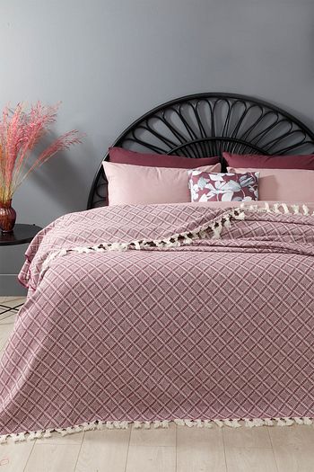 English Home Koyu Mor Diamond Dokuma Cift Kisilik Yatak Ortusu 240x260 Cm Trendyol