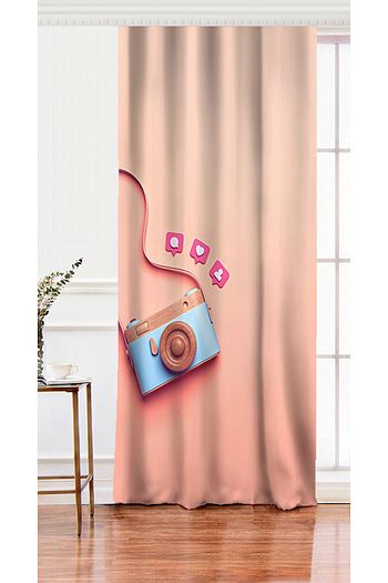 Realhomes Tek Kanat 3d Instagram Fotograf Makinasi Desenli Dijital Baskili Fon Perdesi Trendyol