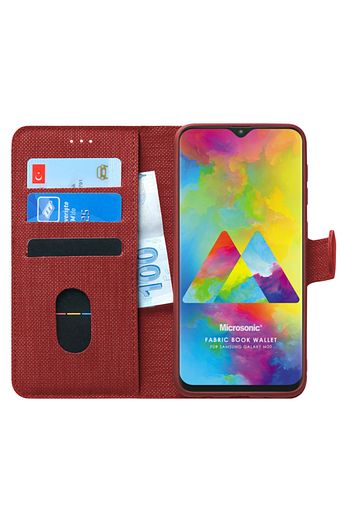 Samsung Microsonic Galaxy M20 Kilif Fabric Book Wallet Kirmizi Trendyol