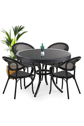 tilia q110m rattan siyah flashn 4 lu yuvarlak balkon mobilyasi fiyati yorumlari trendyol