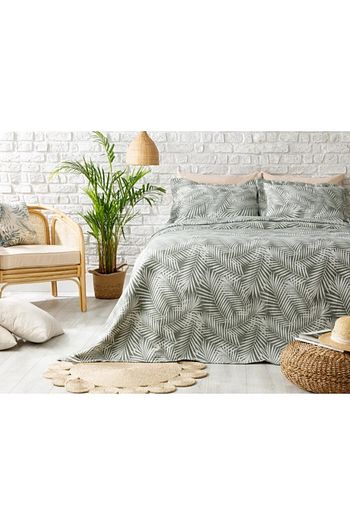 English Home Yesil Palm Trees Jakarli Dokuma Cift Kisilik Yatak Ortusu Takimi 240x250 Cm Trendyol