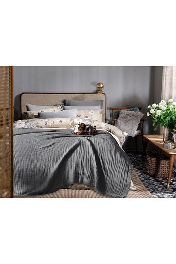 English Home Pure Folk Muslin Cift Kisilik Yatak Ortusu Takimi 200x220 Cm Gri Trendyol