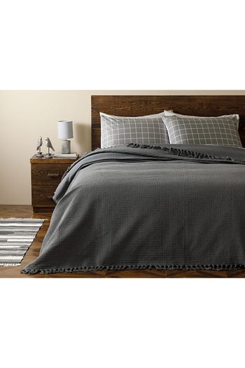 English Home Plaid Pamuklu Cift Kisilik Yatak Ortusu 240x260 Cm Koyu Gri Trendyol