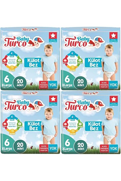 baby turco kulot bebek bezi jumbo beden 6 16 kg x large 80 adet 4pk 20 fiyati yorumlari trendyol