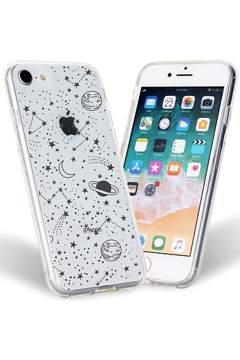 seffaf galaxy yildiz desenli iphone 7 8 plus telefon kilifi