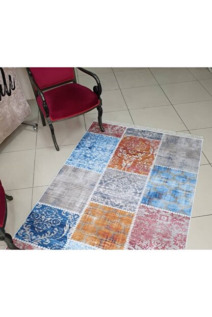 Apree Home Yeni Patchwork Tay Tuyu Kumas Kaymaz Dod Tabanli Hali 100x475cm Trendyol