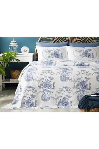 English Home Ancient Age Baskili Tek Kisilik Pike Takimi 150x220 Cm Mavi Trendyol