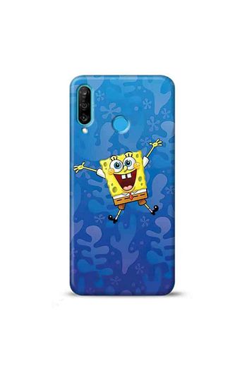 huawei p30 lite sunger bob mavi tasarimli telefon kilifi sb3