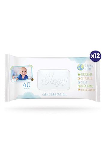 sleepy bio natural islak havlu 12x40