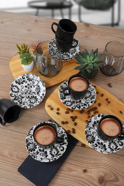 Keramika Black Rose Mat Siyah Kahve Takimi 12 Parca 6 Kisilik 19300 Trendyol