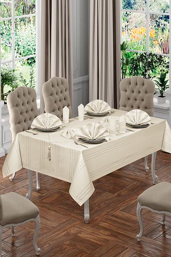 Birhome Lux Colber Masa Ortusu Seti 12 Kisilik Colber Krem Trendyol