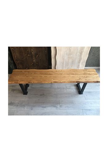 ahsap kutuk bench 100 x 35 cm teak rengi kare ayak