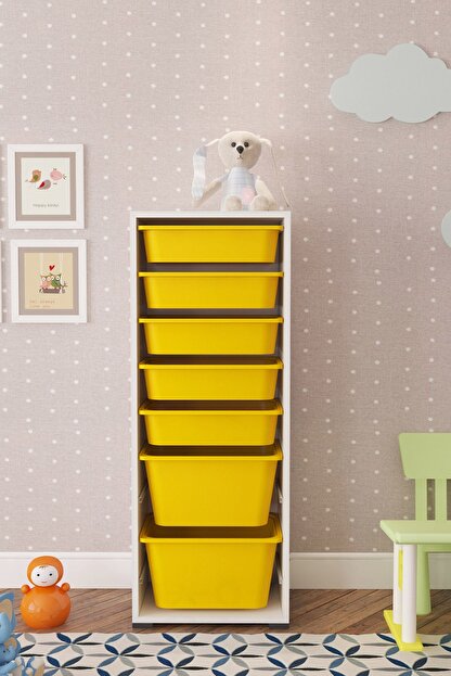 Pratico 7 Sepetli Sari Cok Amacli Oyuncak Dolabi Trendyol