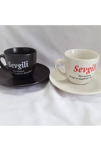 Retina Shop Sevgili Turk Kahvesi Fincani Mat Krem Ve Siyah Ikili Takim Trendyol