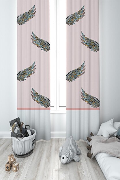 Mekta Home Renkli Kanatlar Cocuk Odasi Bebek Odasi Fon Perde 1 Kanat Mkt 057 Trendyol