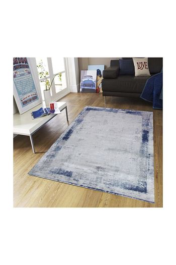Balat Hali Mavi Kahverengi Cerceveli Eskitme Patchwork Oturma Odasi Halisi Trendyol