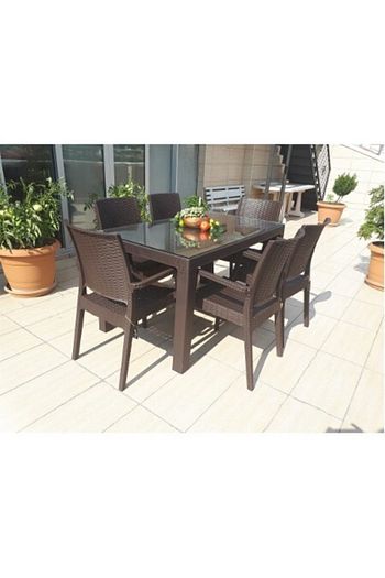 rainbow masa 6 sandalye 6 minder rattan bahce takimi 80x140 fiyati yorumlari trendyol