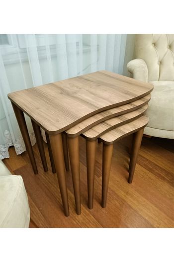 Canisa Concept Kugu Serisi Ceviz 4 Lu Zigon Sehpa Takimi Mdf Tablalar Ve Gurgen Ayaklar Trendyol