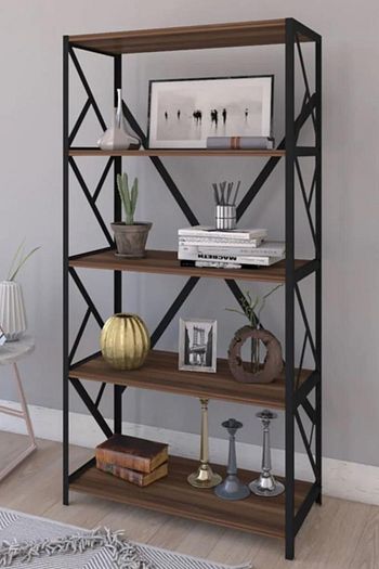 haus moduler metal kitaplik 5 rafli kitaplik dosya kitap rafi ofis ev rafi kitap raf ceviz fiyati yorumlari trendyol