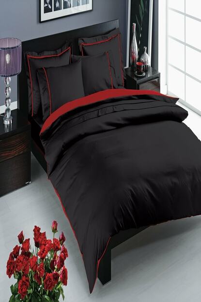 Tac Saten Delux Cift Kisilik Nevresim Takimi Prestige Siyah Fiyati Yorumlari Trendyol