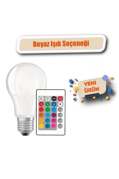 Ekopazar Rgb Led Ampul 16 Renkli 9w 806 Lm 6400 K Yuksek Lumen Beyaz Isik Uzaktan Kumandali Trendyol
