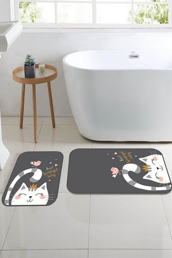 Halidepo Kedi Desenli Tasarim Paspas Seti Kaymaz Taban Banyo Halisi Klozet Takimi 2 Yil Garantili Trendyol