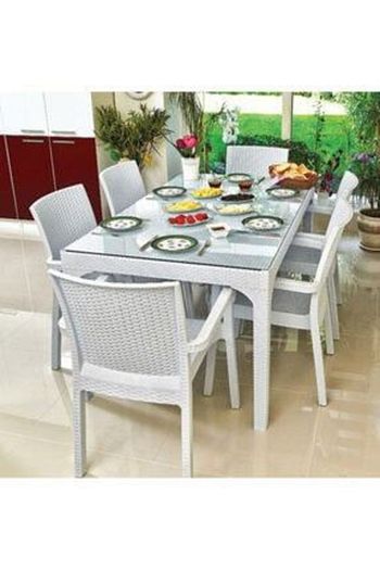 isabet capissi classic rattan masa takimi 90x150 camli rattan masa takimi 6 sandalyeli fiyati yorumlari trendyol