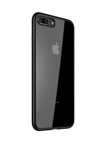 iphone 7 plus kilif arkasi cam kenarlari silikon ultra koruma hom case black