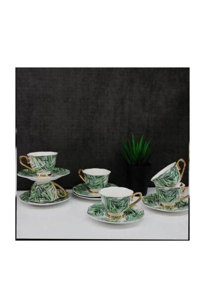 Mien Tropik Desen Yesil 6 Li Kahve Fincan Takimi Amazon Kahve Fincani Takimi Yesil Yaprakli Fincan Seti Trendyol