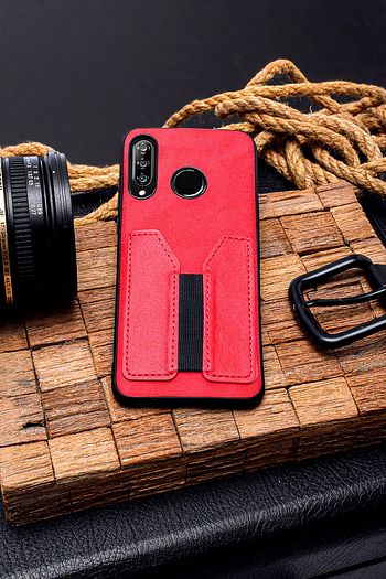 huawei p30 lite kartlikli lux deri kilif kirmizi