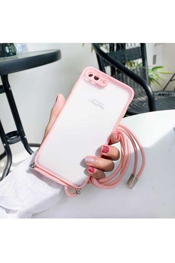 iphone 7 8 plus boyun askili pembe ipli kilif