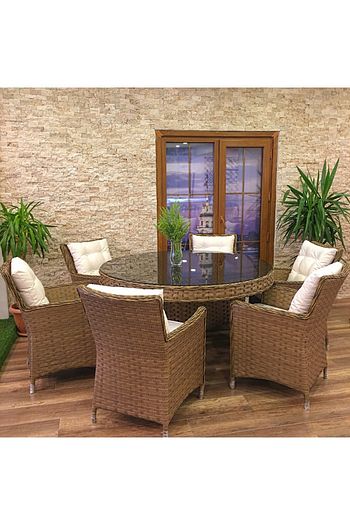 vieno home garden anka 140 cap yuvarlak bahce orgu rattan masa takimi fiyati yorumlari trendyol