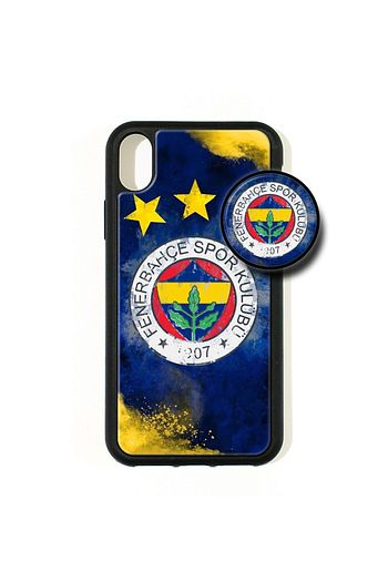 iphone xs max popsocketli kilif epoksi silikon arka kapak fenerbahce